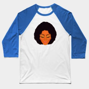 Chic Afro and Gold Makeup (Gray Background) Baseball T-Shirt